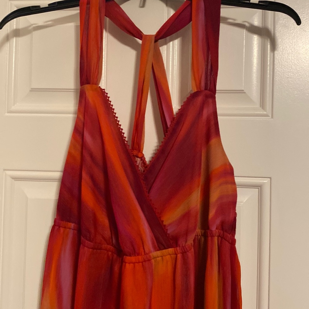 Pink & red XL Ana lined maxi dress.